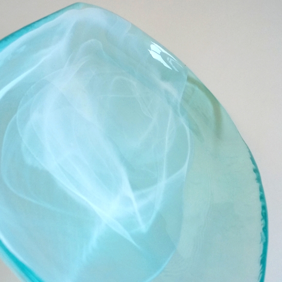 ArdaCam Blue Swirl Tabletop Turkish Blown Glass Serving Platter - Picture 4 of 8